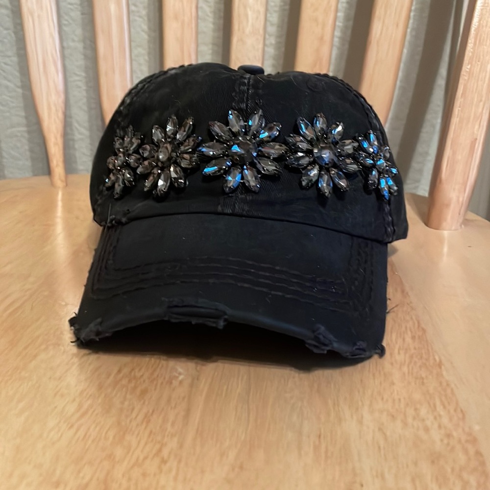 Vintage Distressed Jeweled Military Hat